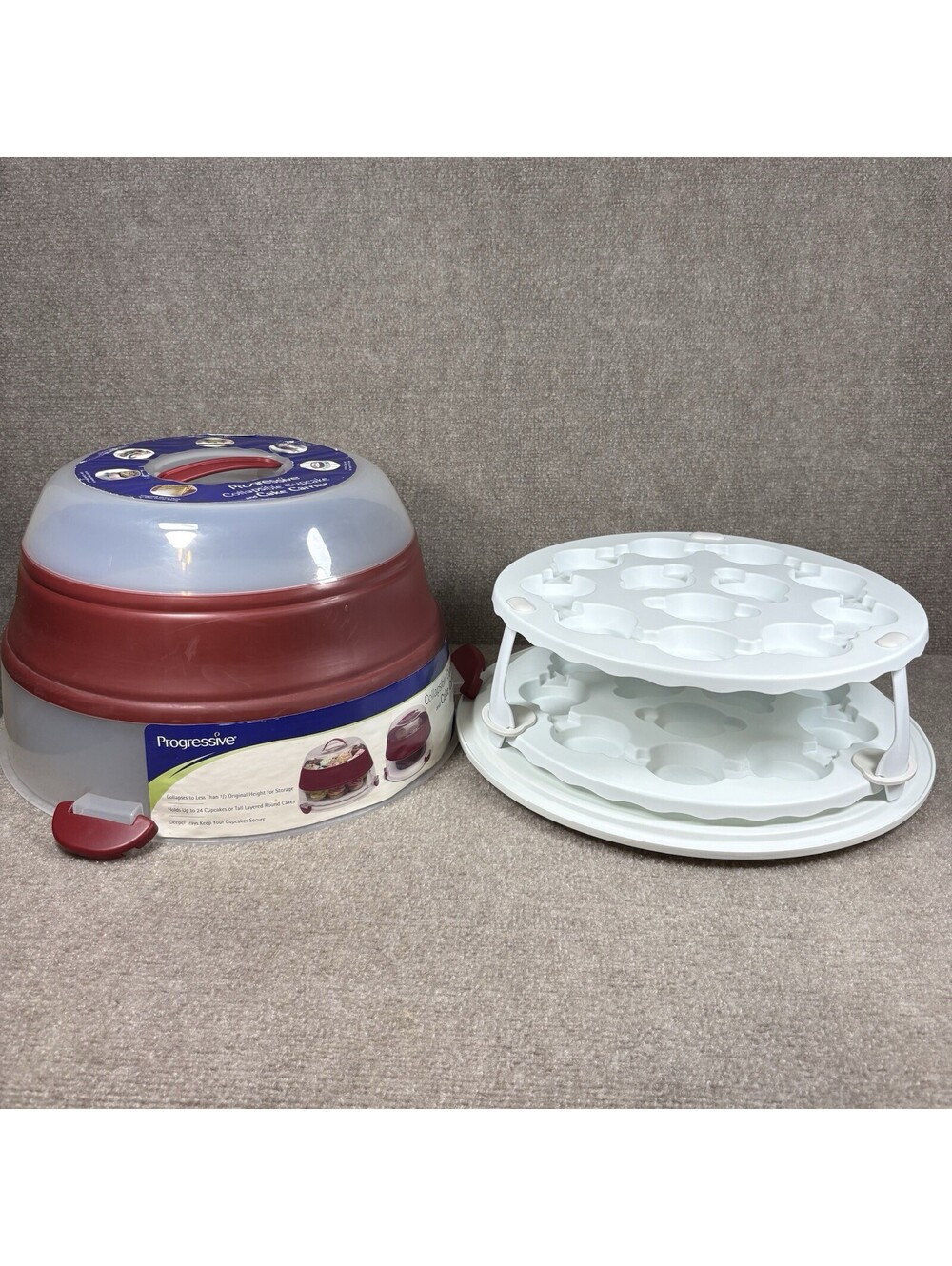 Prepworks Progressive Collapsible 2 Tier Cupcake Cake Carrier Snaplock Handle